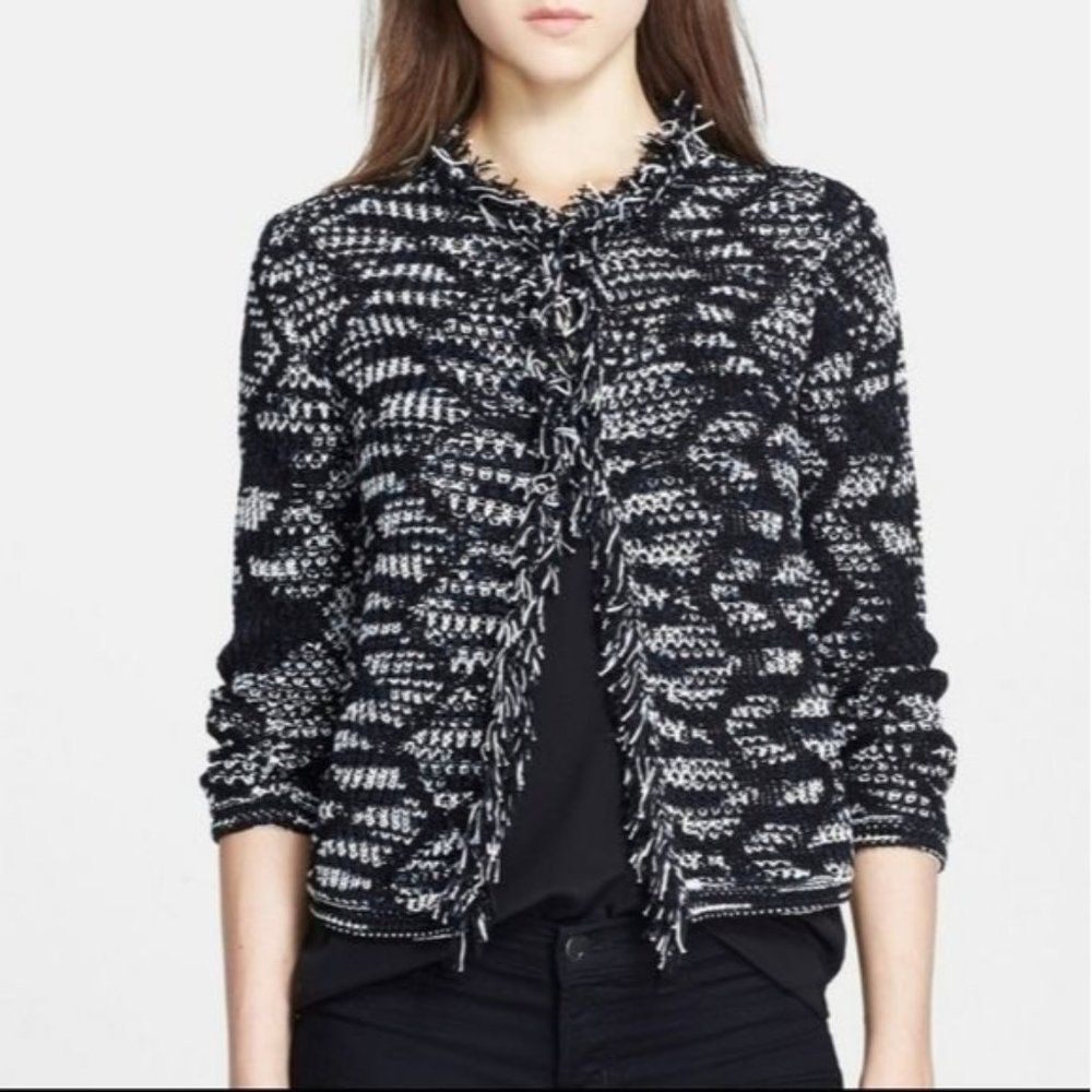 M Missoni zigzag fringe crochet jacket size 46 or US 10